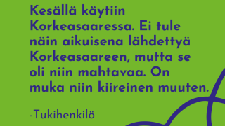 Tukihenkilö kertoo tukisuhteesta: Kesällä käytiin Korkeasaaressa. Ei tule näin aikuisena lähdettyä Korkeasaareen, mutta se oli niin mahtavaa. On muka niin kiireinen muuten.